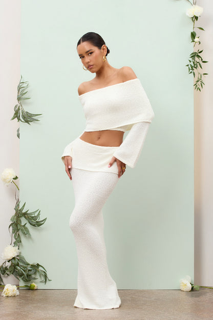 Juline - Bouclé co-ord set with bardot detail
