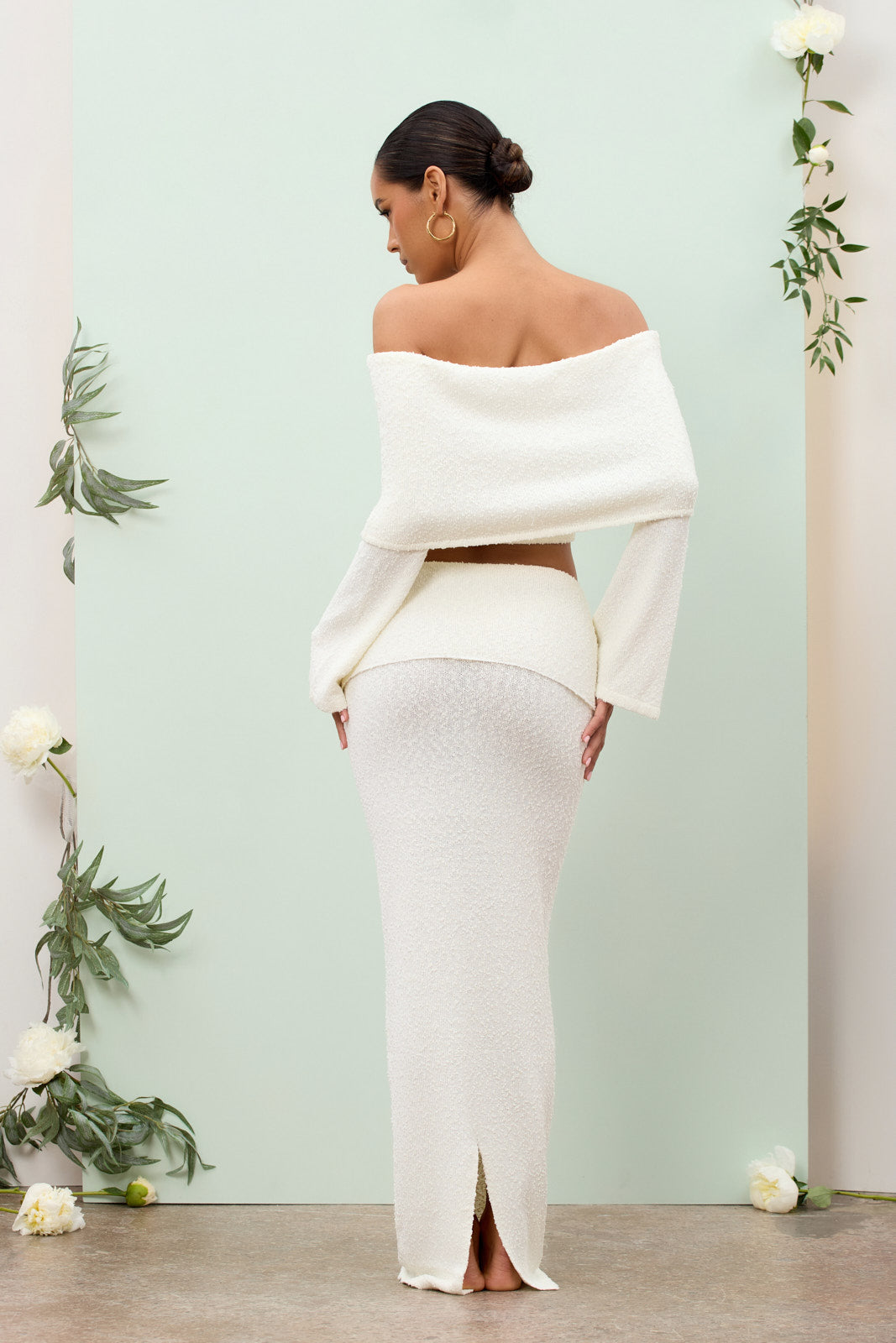 Juline - Bouclé co-ord set with bardot detail