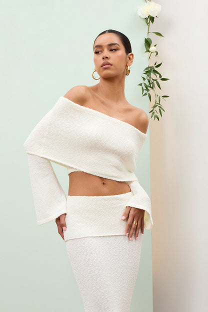Juline - Bouclé co-ord set with bardot detail