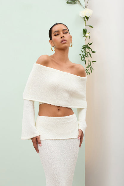 Juline - Bouclé co-ord set with bardot detail