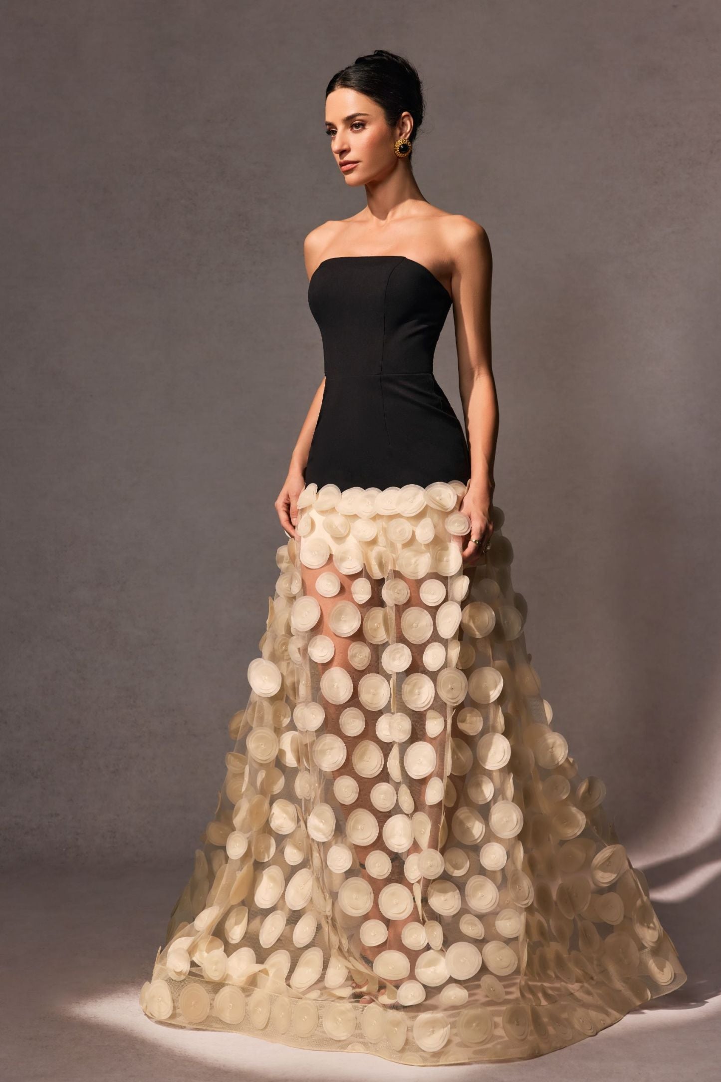 Livette - 3D Strapless Maxi Dress