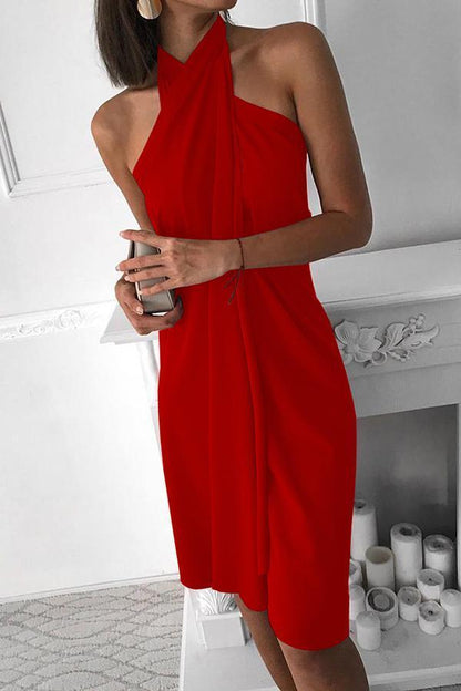 Saelina – Cross Halter Dress with Wrap Detail