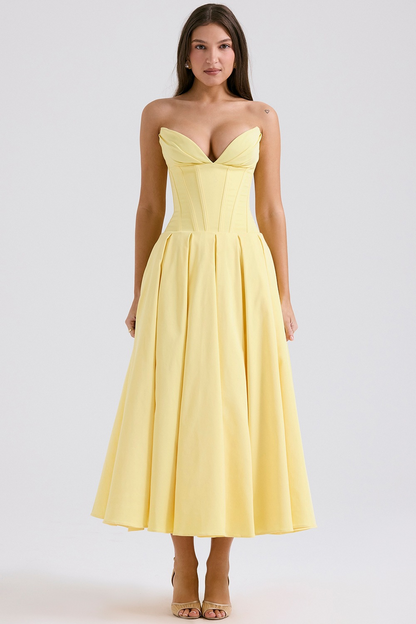Livette - Strapless Corset Midi Dress