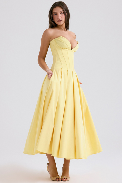 Livette - Strapless Corset Midi Dress