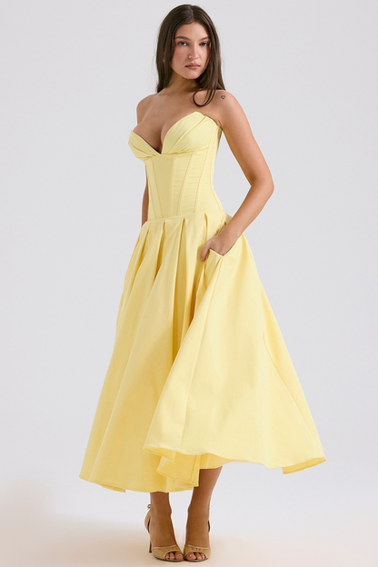 Livette - Strapless Corset Midi Dress