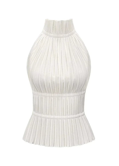 Olivienne – Pleated backless top with neck closure