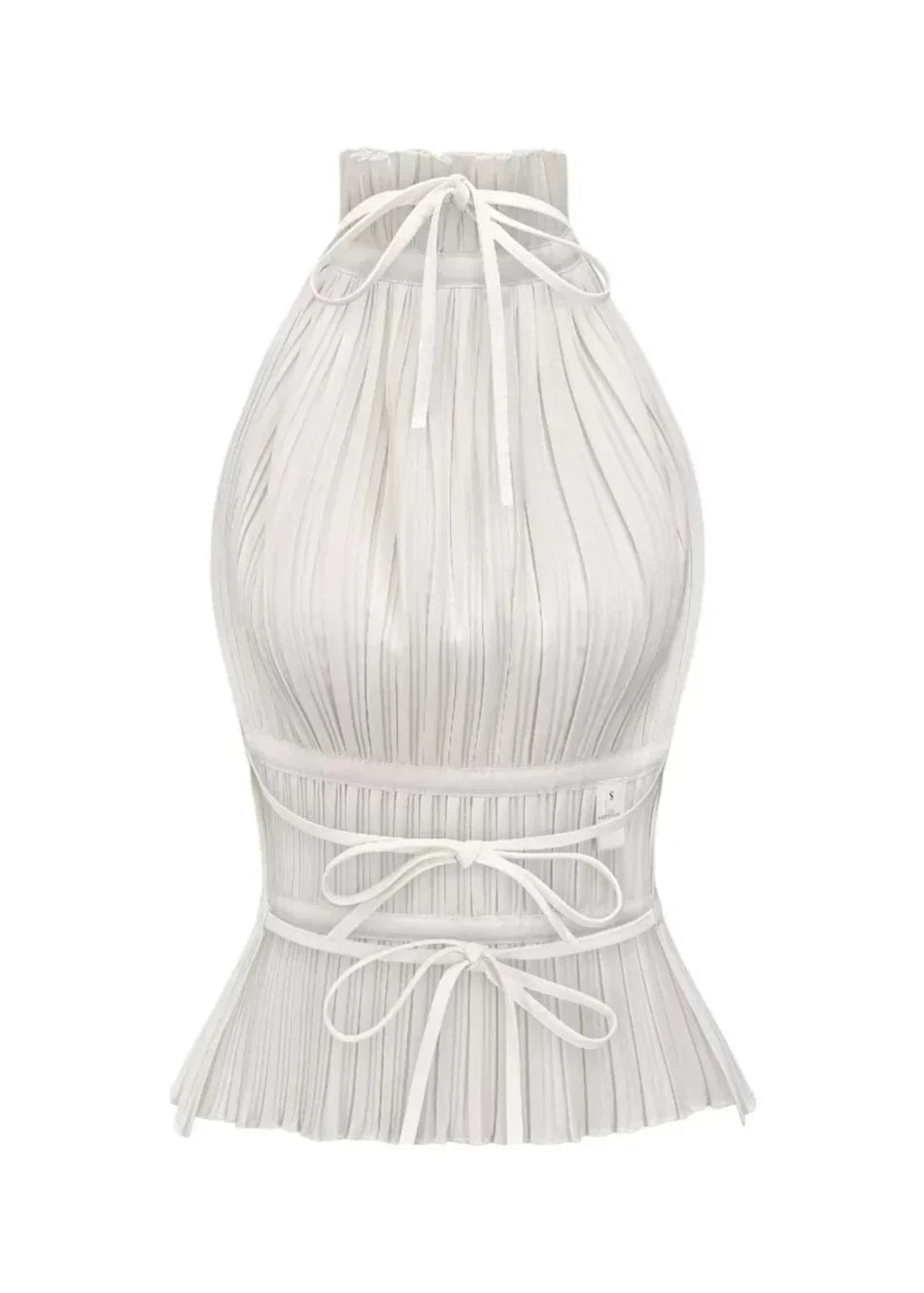 Olivienne – Pleated backless top with neck closure