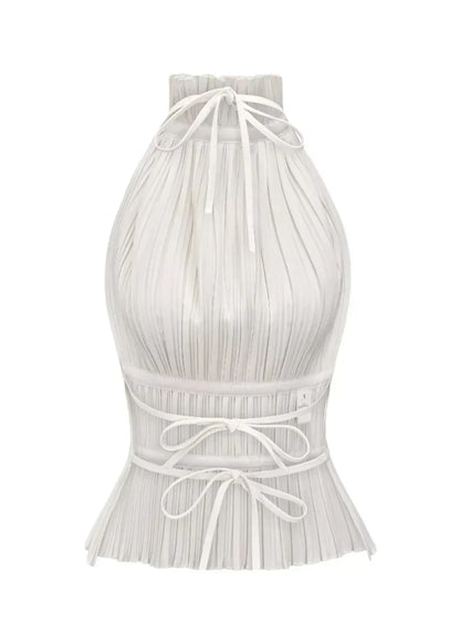 Olivienne – Pleated backless top with neck closure