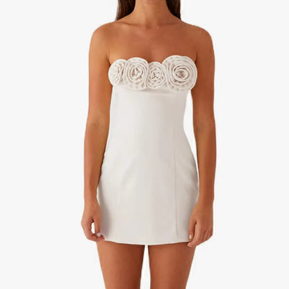 Livette - Strapless Rose Mini Dress