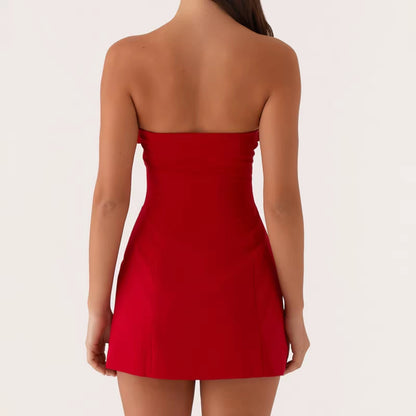 Livette - Strapless Rose Mini Dress
