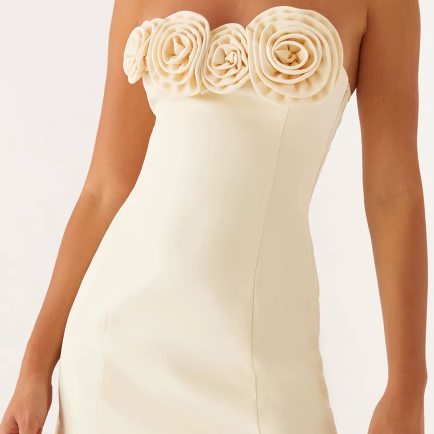 Livette - Strapless Rose Mini Dress