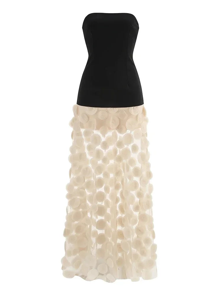 Livette - 3D Strapless Maxi Dress