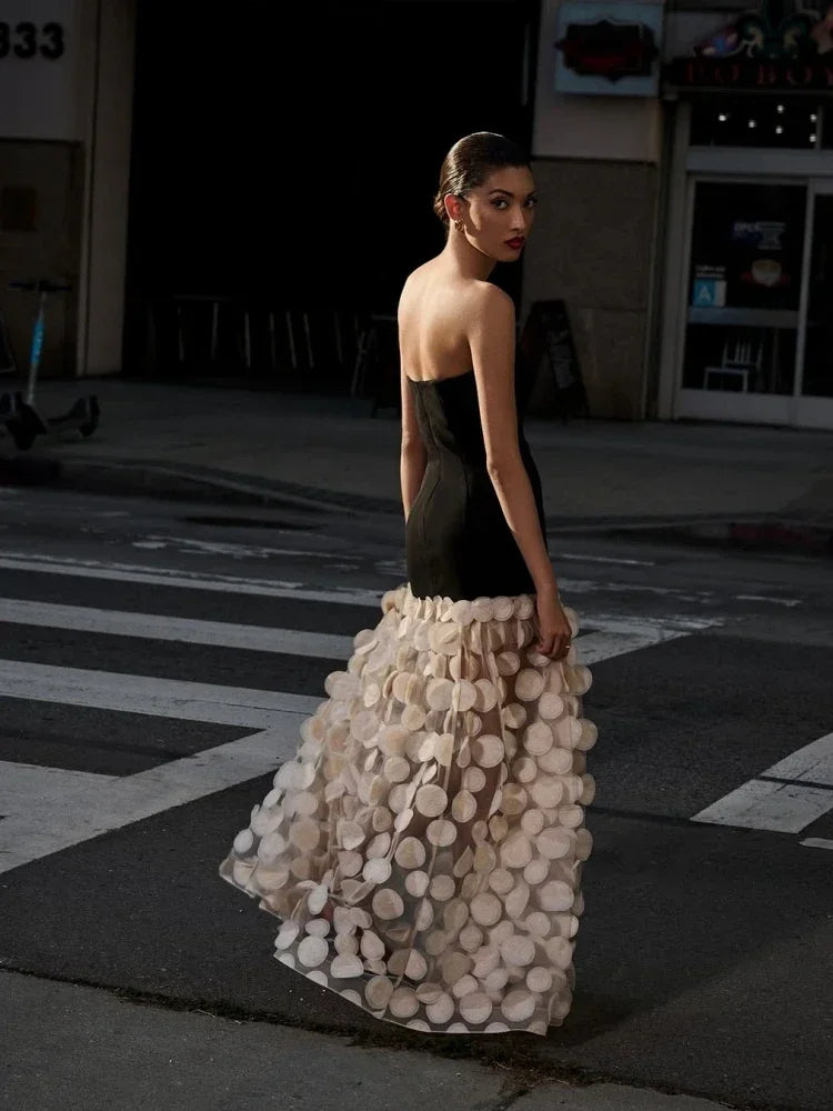Livette - 3D Strapless Maxi Dress