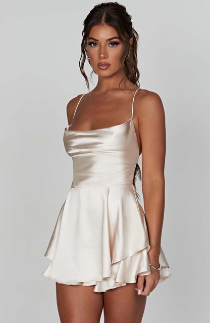 Calliope - Satin Ruffle Romper