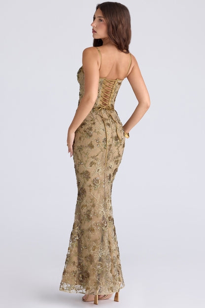 Clublivette - Embellished Corset Maxi Dress